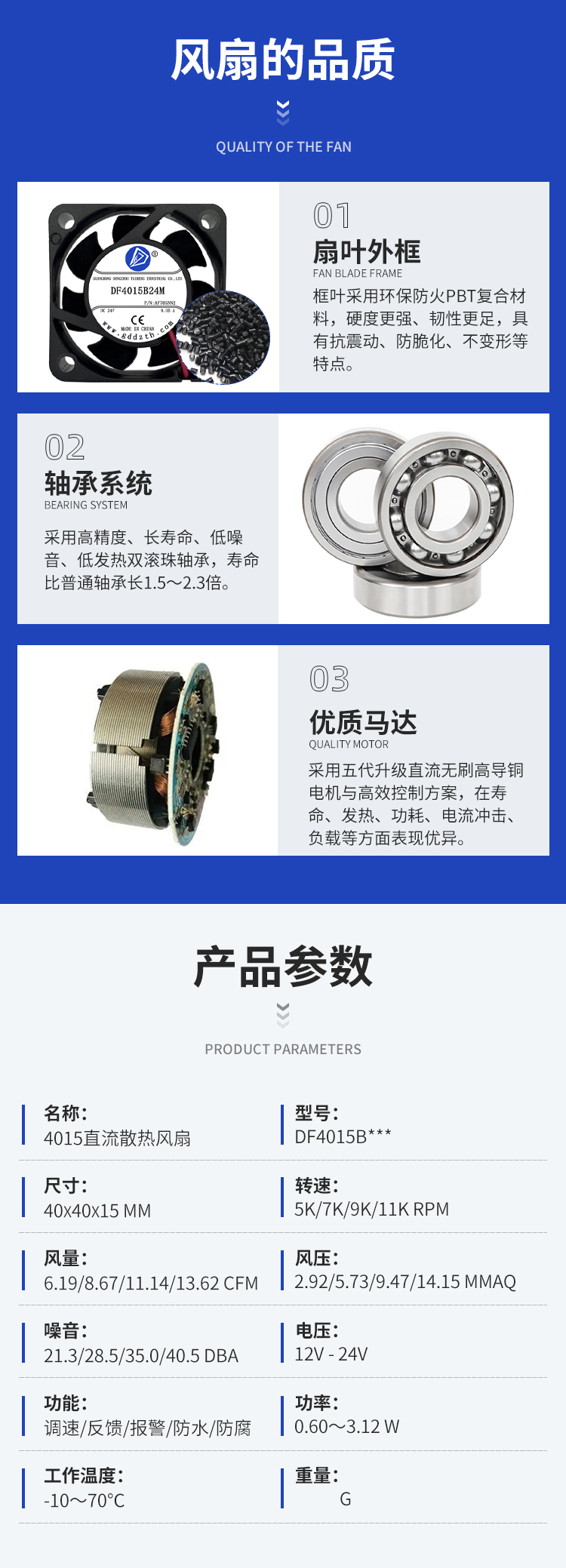4015直流散热风扇参数